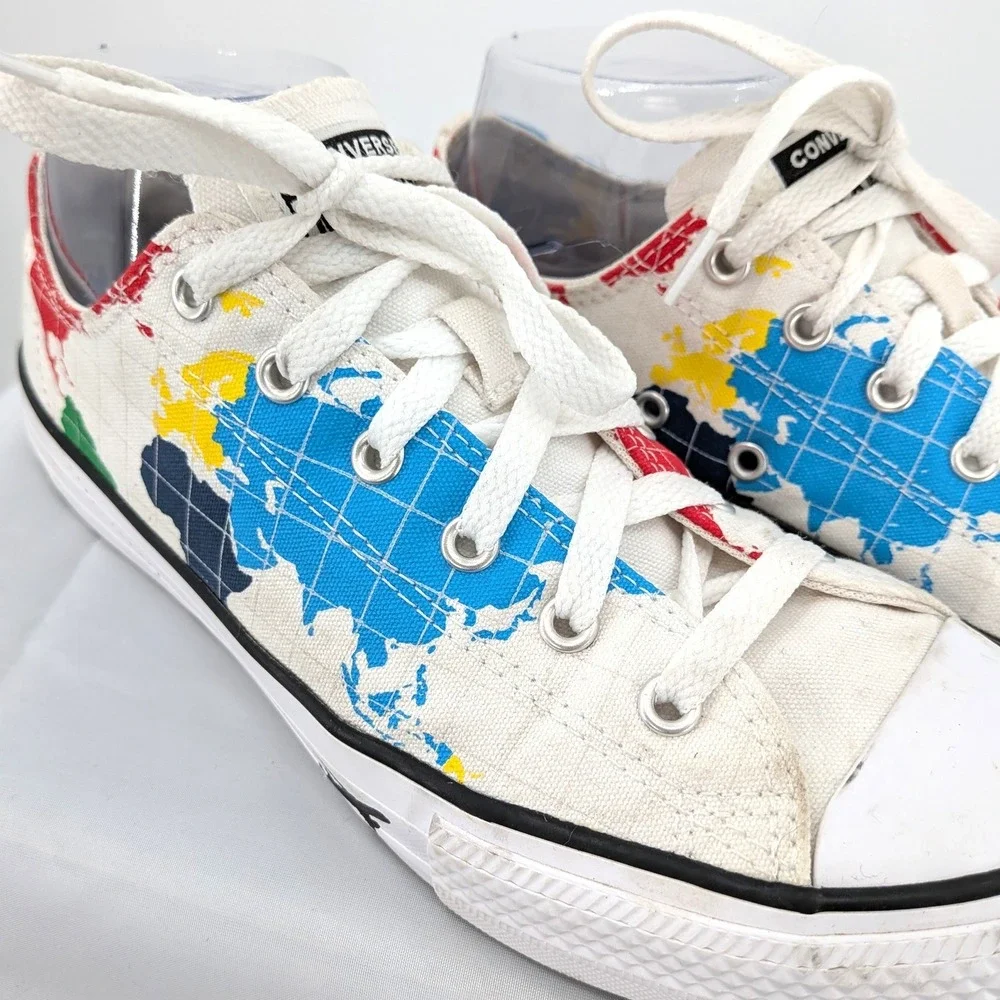 Converse Chuck Taylor Low World Map Print Sneakers Canvas‎ Lace Up 6